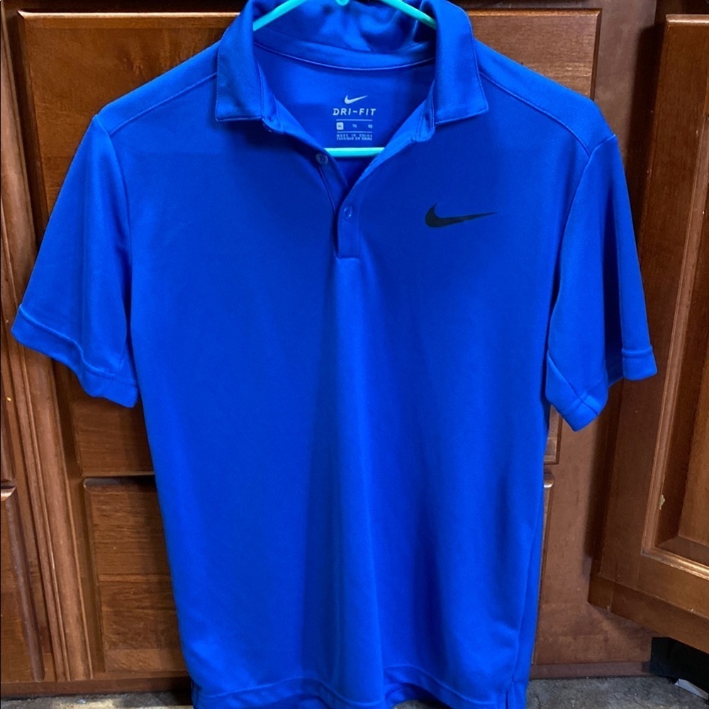 Kids Nike XL Blue Performance Dri-Fit Polo Shirt Gym PE Athletic Sports
